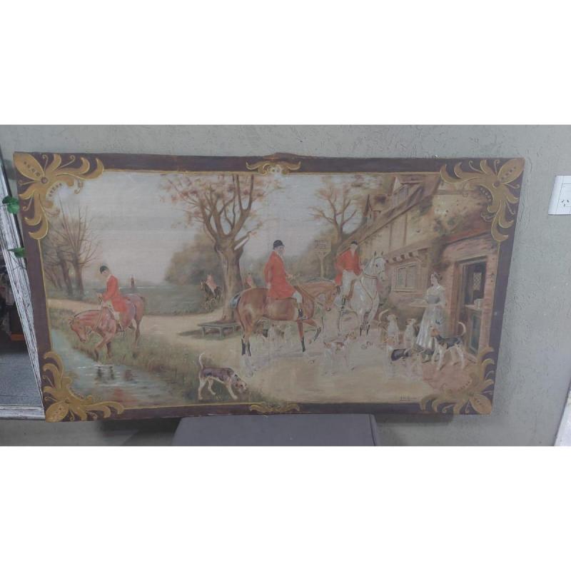 Cuadro Antiguo Escena Cacería Inglesa Firmado Consultar Stoc (Usado)