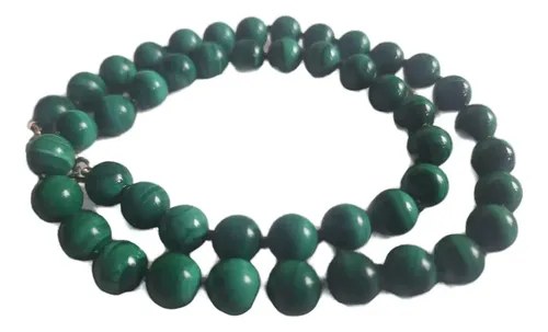 Collar De Malaquita Y Plata Verde