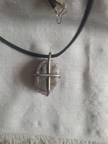 Dije Amatista (drusa) Y Plata 925 + Tiento Eco-cuero Y Plata Violeta - 4