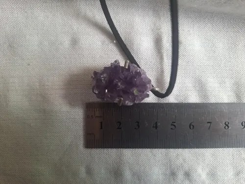 Dije Amatista (drusa) Y Plata 925 + Tiento Eco-cuero Y Plata Violeta - 7