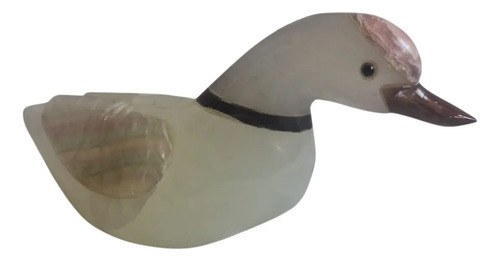 Figura De Pato Tallado En Piedra Blanco