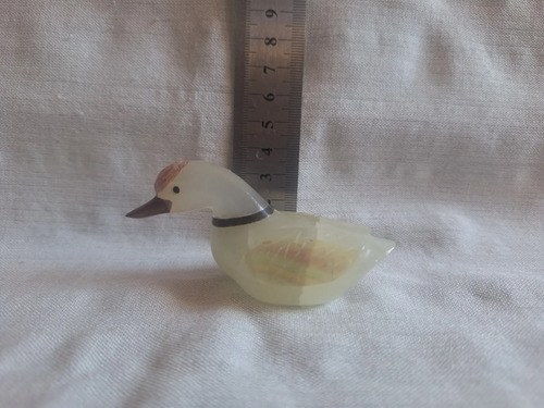 Figura De Pato Tallado En Piedra Blanco - 3