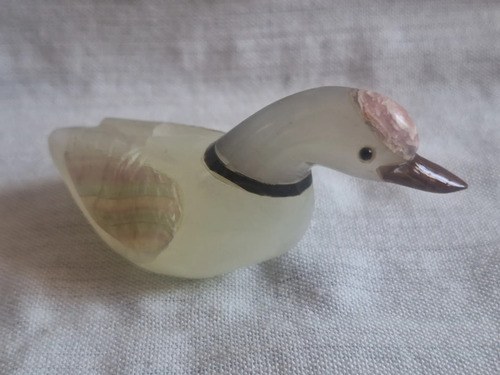 Figura De Pato Tallado En Piedra Blanco - 8