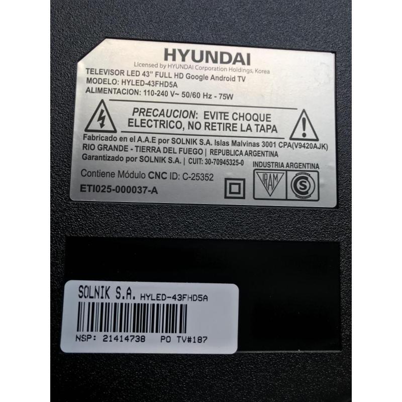 TV Hyundai PARA REPUESTO, PANTALLA ROTA. Modelo 43" full HD Android TV - 2