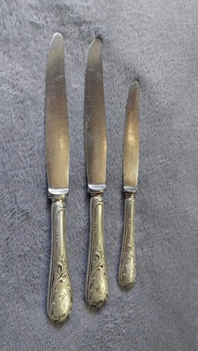 3 Cuchillos Mesa Postre Christofle Frances Consultar Stock Plateado