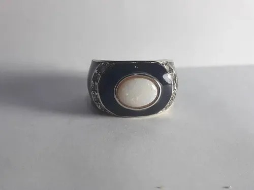 Anillo Fantasia Fina Esposito Esmalte Negr Consultar Stock Negro