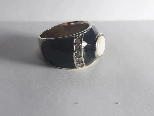 Anillo Fantasia Fina Esposito Esmalte Negr Consultar Stock Negro - 2