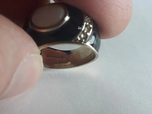 Anillo Fantasia Fina Esposito Esmalte Negr Consultar Stock Negro - 4