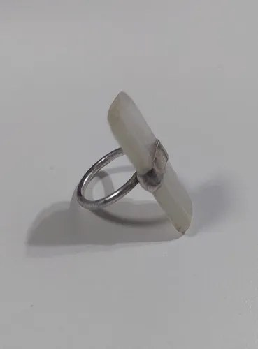 Anillo Plata Con Selenita Muy Lindo Consultar Stock Blanco 5-7