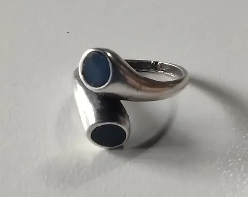 Anillo Plata Sellada Con Piedras Azules Consultar Stock Azul Ajustable