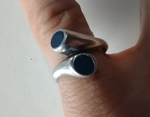Anillo Plata Sellada Con Piedras Azules Consultar Stock Azul Ajustable - 3