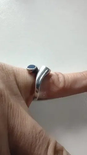 Anillo Plata Sellada Con Piedras Azules Consultar Stock Azul Ajustable - 4