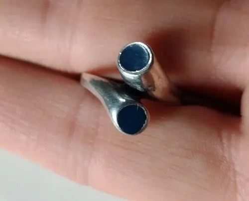 Anillo Plata Sellada Con Piedras Azules Consultar Stock Azul Ajustable - 7