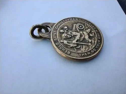 Antigua Medalla Colgante Saint Christopher Consultar Stock - 3