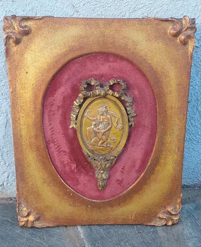 Antigua Placa Cobre Dorado Enmarcado Consultar Stock