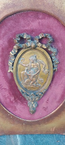 Antigua Placa Cobre Dorado Enmarcado Consultar Stock - 3