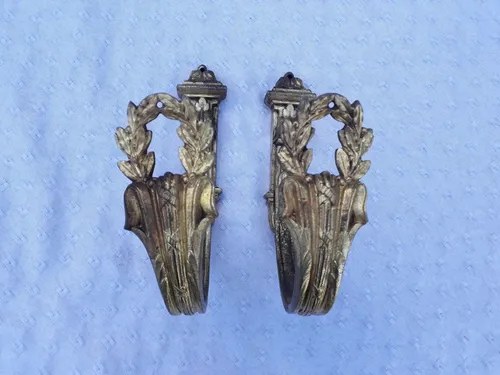 Antiguo Par Sujeta Cortina Dorada Frances Consultar Stock Dorado Oscuro