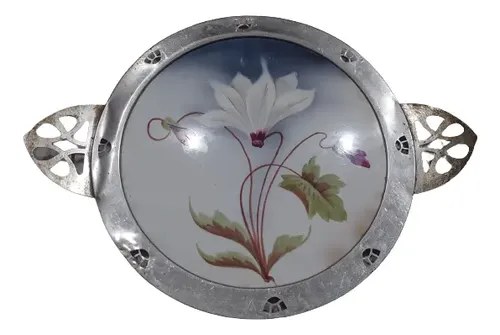 Bandeja Cerámica Metal Alemana Art Nouveau Consultar Stock