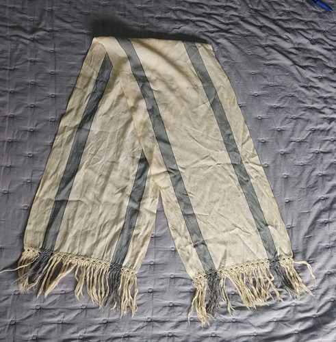 Bufanda Llama Alpaca Beige Claro Con Gris. Consultar Stock Beige Unico
