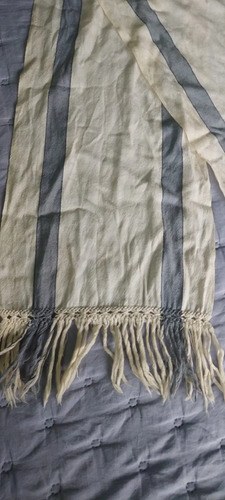 Bufanda Llama Alpaca Beige Claro Con Gris. Consultar Stock Beige Unico - 3