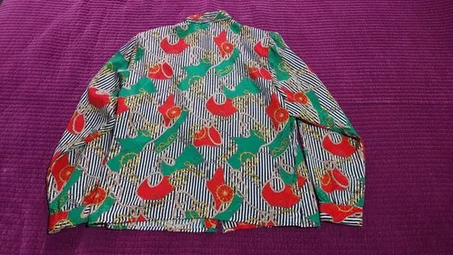 Camisa Blusa Vintage Donna Karan Timon Consultar Stock Verde Estampado Vintage Con Motivos (cadenas - 6