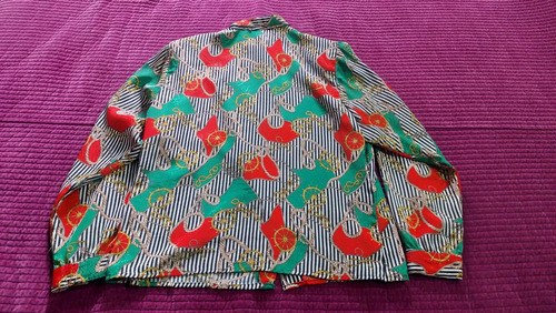 Camisa Blusa Vintage Donna Karan Timon Consultar Stock Verde Estampado Vintage Con Motivos (cadenas - 7