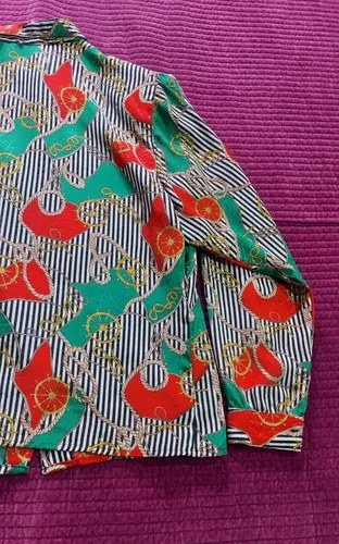 Camisa Blusa Vintage Donna Karan Timon Consultar Stock Verde Estampado Vintage Con Motivos (cadenas - 8