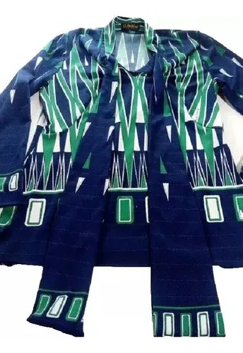 Camisa Vintage Dama Vinatge Babi Azul Consultar Stock Azul Geométrica M