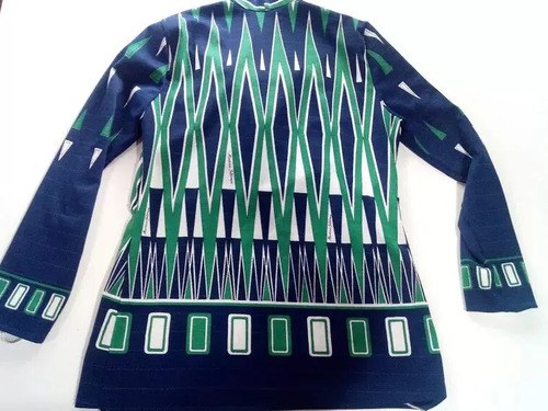 Camisa Vintage Dama Vinatge Babi Azul Consultar Stock Azul Geométrica M - 2