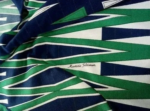 Camisa Vintage Dama Vinatge Babi Azul Consultar Stock Azul Geométrica M - 4
