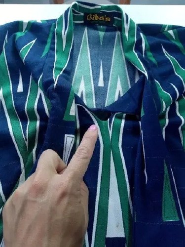 Camisa Vintage Dama Vinatge Babi Azul Consultar Stock Azul Geométrica M - 5