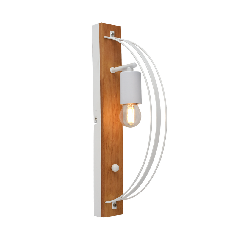 Aplique de Pared de Una Luz en Metal y Madera - Disponible en Blanco o Negro