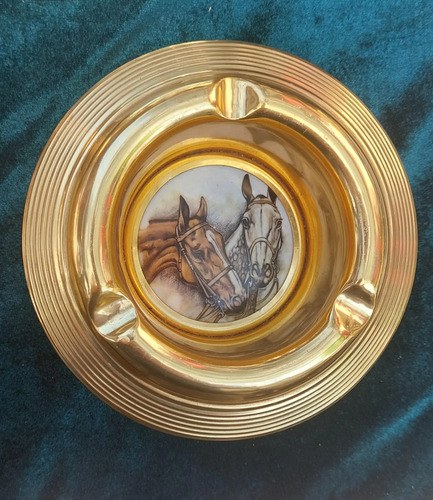 Cenicero Español Caballo Metal Consultar Stock Dorado Oscuro Circular