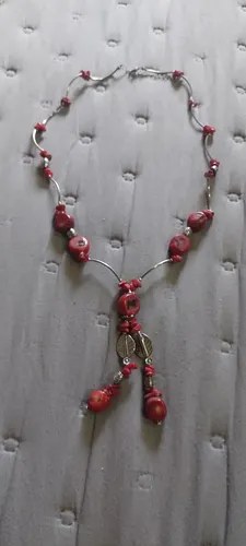 Collar Muy Lindo Simil Coral Rojo Consultar Stock Rojo