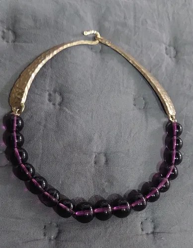 Collar Esferas Cristal Violeta Muy Lindo Consultar Stock Violeta