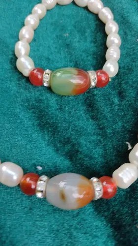Conjunto Collar Pulsera Perla Río Ágata Consultar Stock Naranja Oscuro - 2