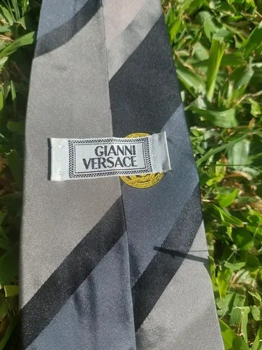 Corbata Gianni Versace Tono Grises Consultar Stock Gris Rayas 28221.9 Cm - 3