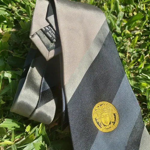 Corbata Gianni Versace Tono Grises Consultar Stock Gris Rayas 28221.9 Cm - 7