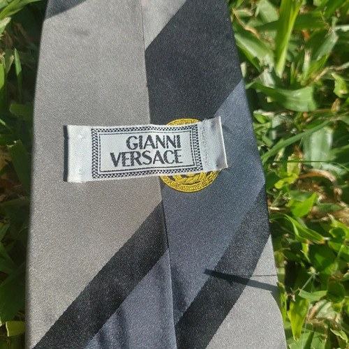 Corbata Gianni Versace Tono Grises Consultar Stock Gris Rayas 28221.9 Cm - 8