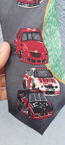 Corbata Vintage Nascar Dino Romaro Korea Consultar Stock Gris Oscuro Nascar 10 Cm