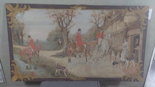 Cuadro Antiguo Escena Cacería Inglesa Firmado Consultar Stoc - 9