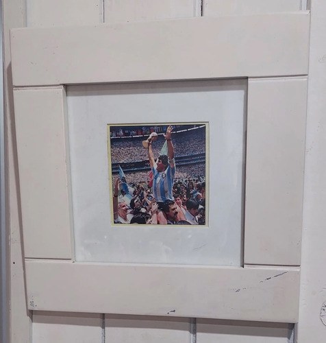 Cuadro Maradona 86 Copa Enmarcado Consultar Stock Blanco