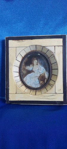 Cuadro Miniatura Dama Antiguo Pint Mano Consultar Stock Agua Beige