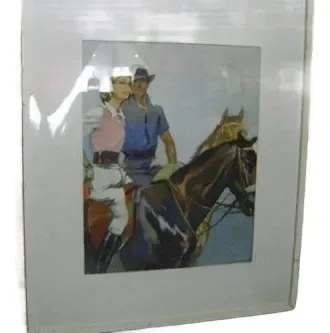 Cuadro Pastel Jinetes Rodolfo Claro Enmarcado Consultar Stoc Multicolor Blanco