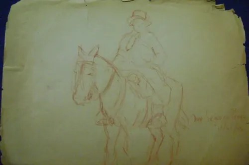 Dibujo Lapiz Gaucho Caballo Segundo Perez (consult Stock)