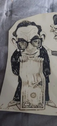 Dibujo Tinta Raul Perrone Reagan Dolar Consultar Stock - 9