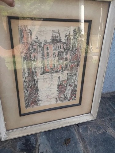 Dibujo Venecia Lápiz Negro Rojo Año 43 Consultar Stock