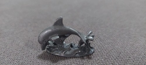 Figuras Delfines ,miniatura Peltre Consultar Stock Gris Oscuro - 2