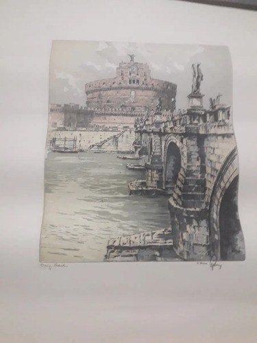Grabado Color Autria Firmado Hans Figura Consultar Stock