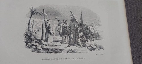 Grabado Desembarco De Colon 1869 Lacosteconsultar Stock - 2